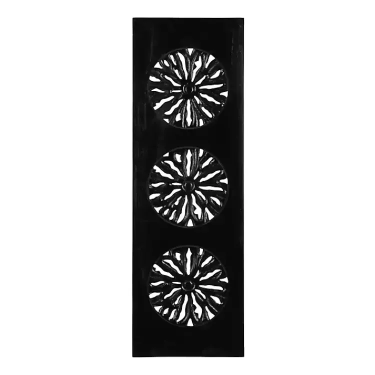 Kirklands Home Handcarved Wood Floral Wall Plaque Black Clearance