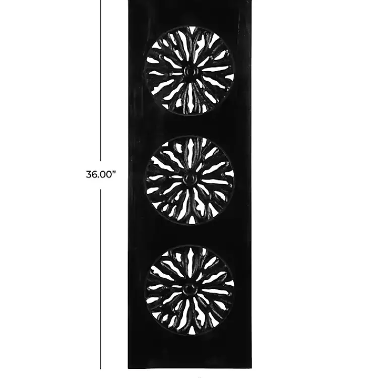 Kirklands Home Handcarved Wood Floral Wall Plaque Black Clearance