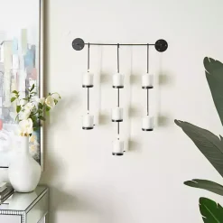 Sconces>Kirklands Home Hanging Glass Votive Wall Plaque Black