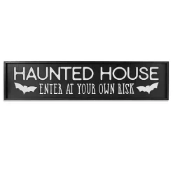 Halloween>Kirklands Home Haunted House Halloween Wall Plaque Black