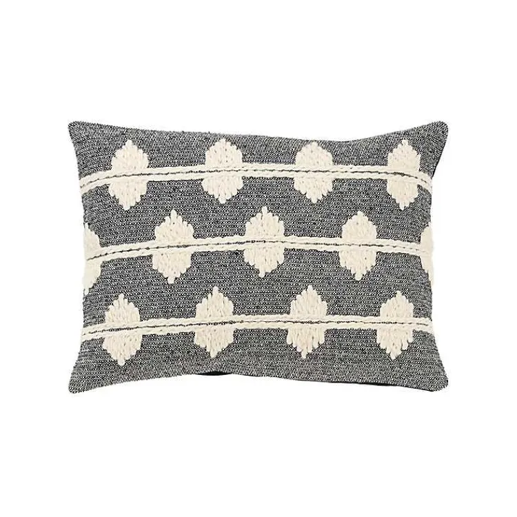 Pillows>Kirklands Home Black Heathered Embroidered Diamond Throw Pillow