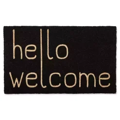 Kirklands Home Black Hello Welcome Doormat