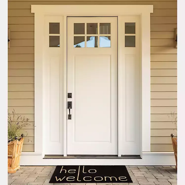 Kirklands Home Black Hello Welcome Doormat