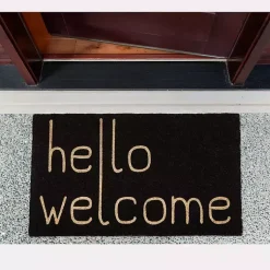 Kirklands Home Black Hello Welcome Doormat