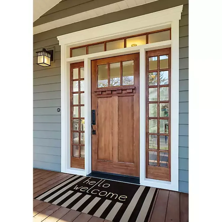 Kirklands Home Black Hello Welcome Doormat