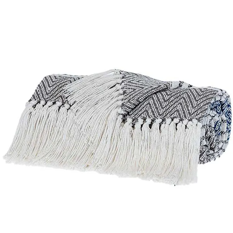 Blankets & Throws>Kirklands Home Herringbone Multi Striped Throw Black