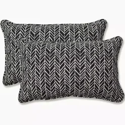 Kirklands Home Herringbone Outdoor Lumbar Pillows, Set of 2 Black Outlet