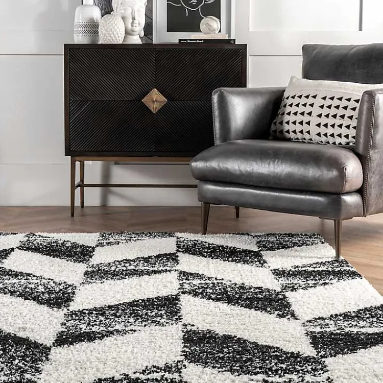 Kirklands Home Black Herringbone Shag Area Rug, 9x12 Discount
