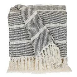 Blankets & Throws>Kirklands Home Herringbone Striped Throw Black