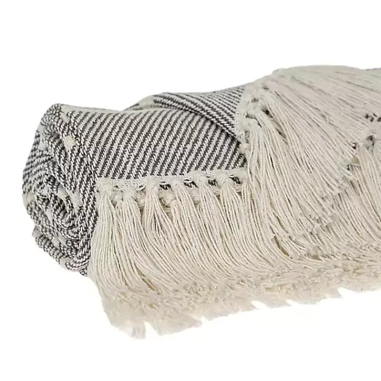 Blankets & Throws>Kirklands Home Herringbone Striped Throw Black