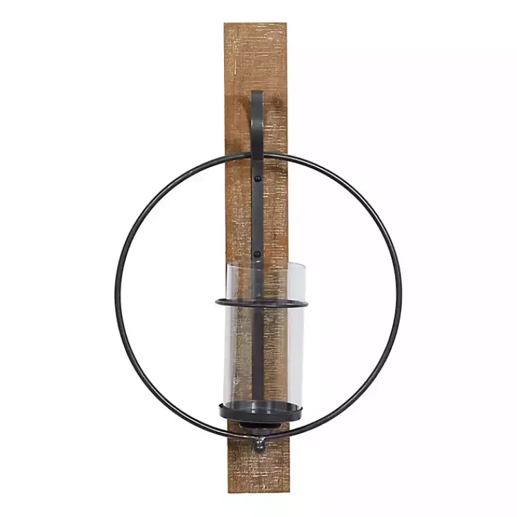 Sconces>Kirklands Home Black Hoop Glass Sleeve Wall Sconce, 24 in.