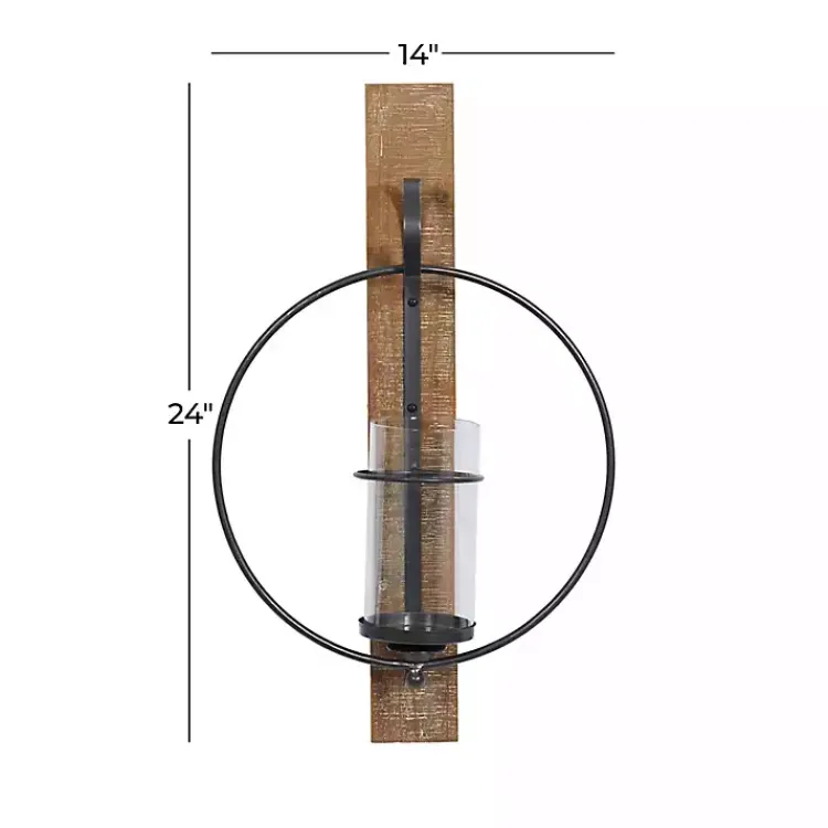 Sconces>Kirklands Home Black Hoop Glass Sleeve Wall Sconce, 24 in.