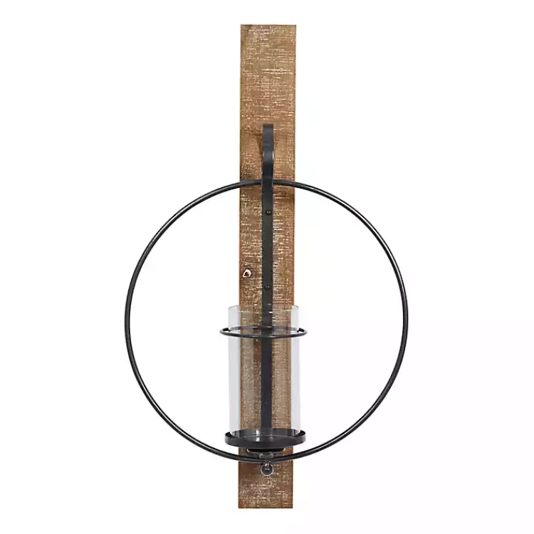 Sconces>Kirklands Home Black Hoop Glass Sleeve Wall Sconce, 28 in.