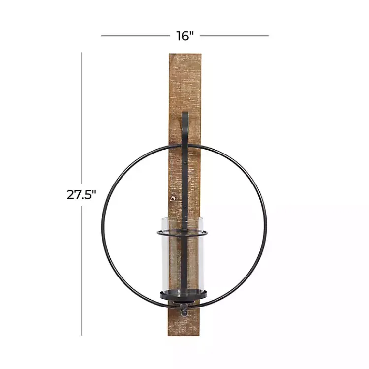 Sconces>Kirklands Home Black Hoop Glass Sleeve Wall Sconce, 28 in.