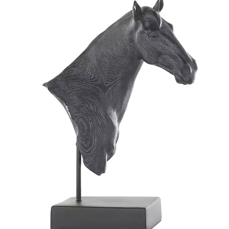 Statues & Figurines>Kirklands Home Horse Head Resin Statue Black