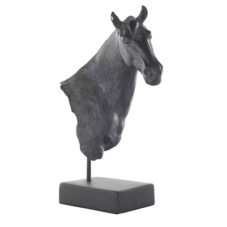 Statues & Figurines>Kirklands Home Horse Head Resin Statue Black