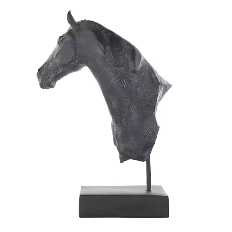 Statues & Figurines>Kirklands Home Horse Head Resin Statue Black