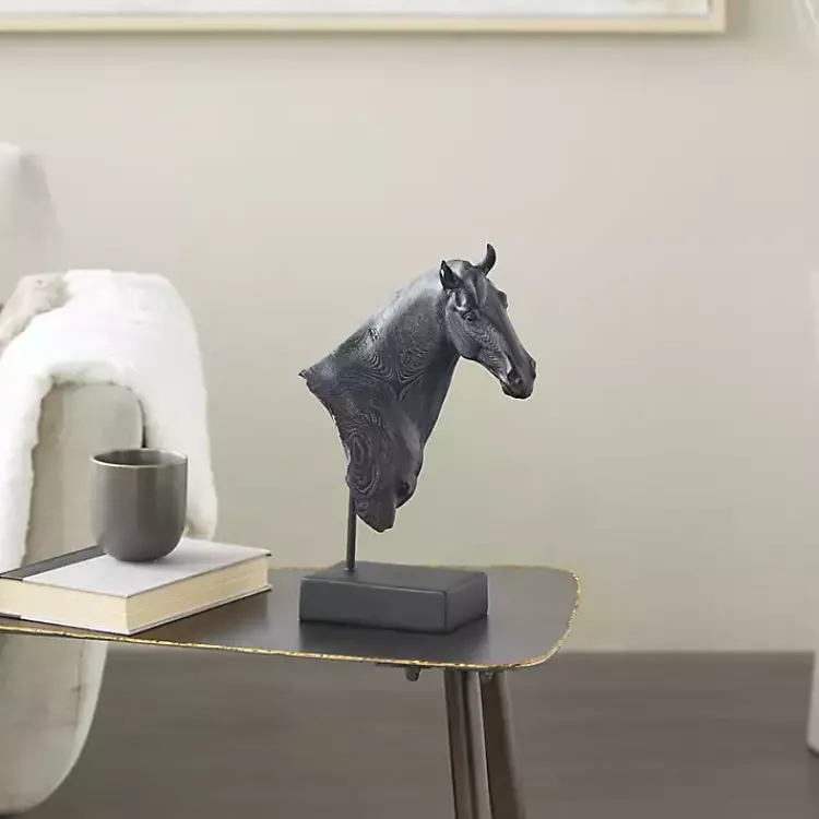Statues & Figurines>Kirklands Home Horse Head Resin Statue Black