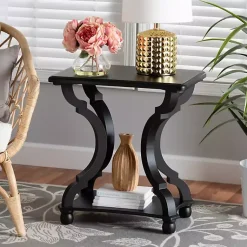 Kirklands Home Hourglass Wood Accent Table Black Hot