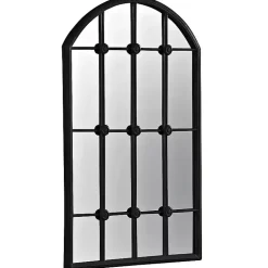 Kirklands Home Black Iron Arched Windowpane Mirror Discount