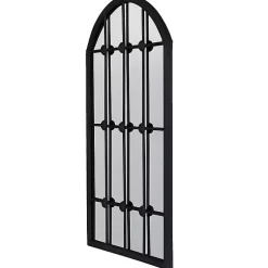 Kirklands Home Black Iron Arched Windowpane Mirror Discount