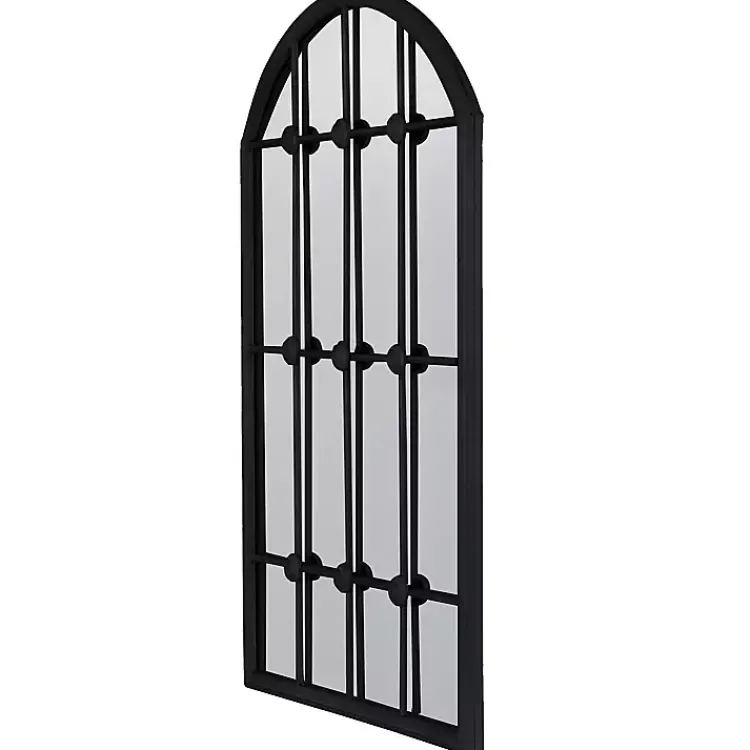 Kirklands Home Black Iron Arched Windowpane Mirror Discount