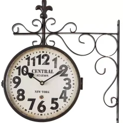 Kirklands Home Black Iron Double Sided Scroll Wall Clock New