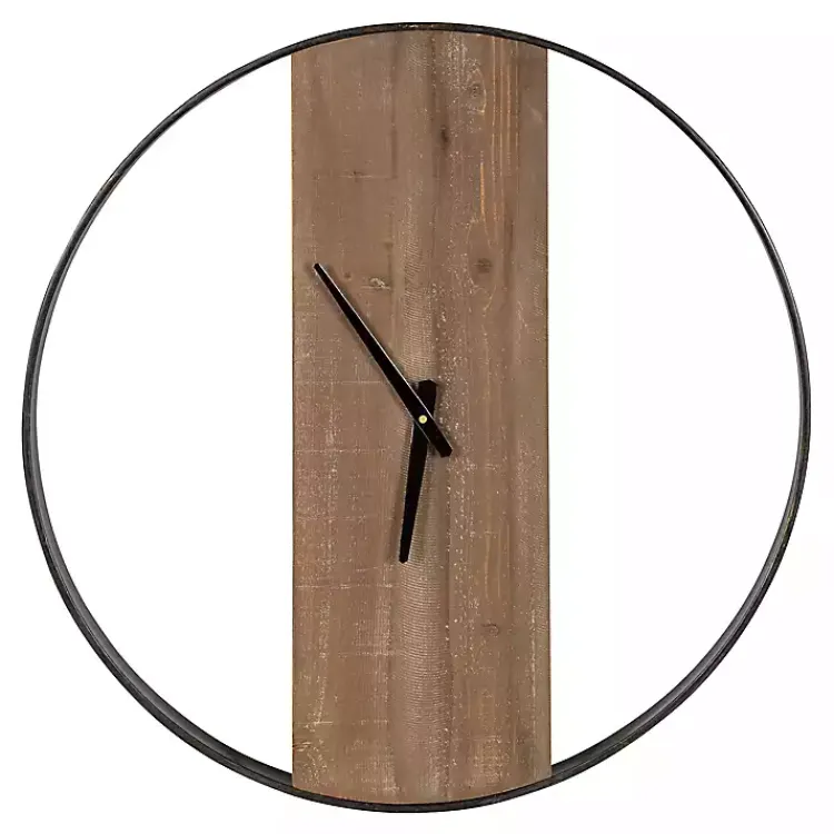 Kirklands Home Ladd Natural Wood Wall Clock Black Hot