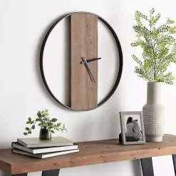 Kirklands Home Ladd Natural Wood Wall Clock Black Hot