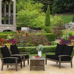 Kirklands Home Leala Texture Outdoor Deep Seat Cushions Black Best