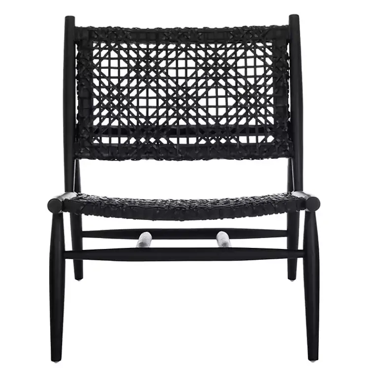 Kirklands Home Leather Woven Accent Chair Black