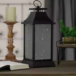 Lanterns>Kirklands Home LED Flickering Fairy Lights Lantern, 16 in. Black
