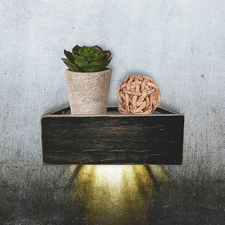 Kirklands Home Black LED Floating Shelf with Remote, 7 in. Hot