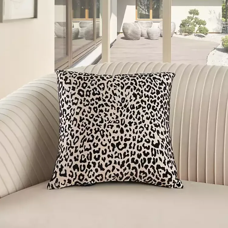 Pillows>Kirklands Home Black Leopard Jacquard Pillow