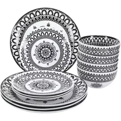 Kirklands Home Black Lila Patterned 12-pc. Dinnerware Set Online