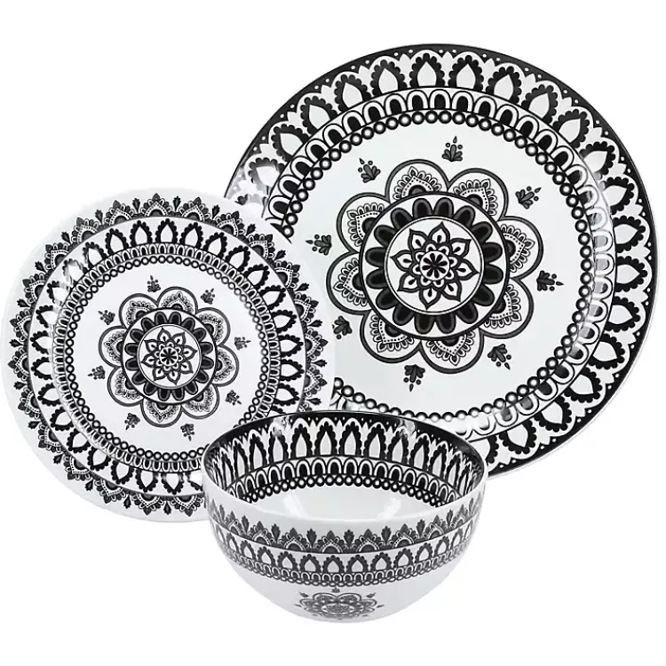 Kirklands Home Black Lila Patterned 12-pc. Dinnerware Set Online