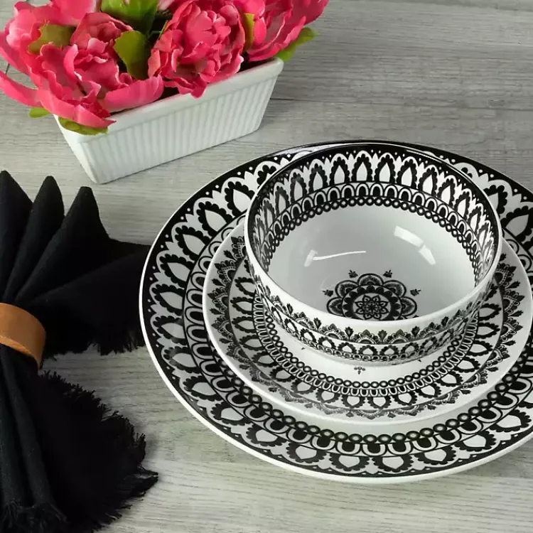 Kirklands Home Black Lila Patterned 12-pc. Dinnerware Set Online