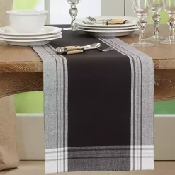Kirklands Home Black Long Stripe Bordered Table Runner, 72 in. Discount