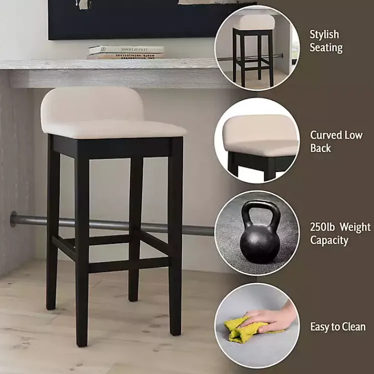 Kirklands Home Black Lowback Padded Bar Stool Discount