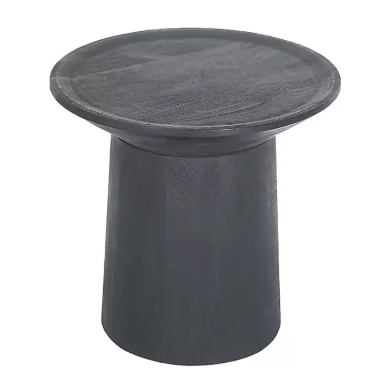 Kirklands Home Mango Wood Round Pedestal Accent Table Black Clearance