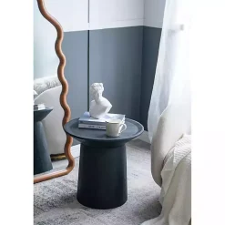 Kirklands Home Mango Wood Round Pedestal Accent Table Black Clearance