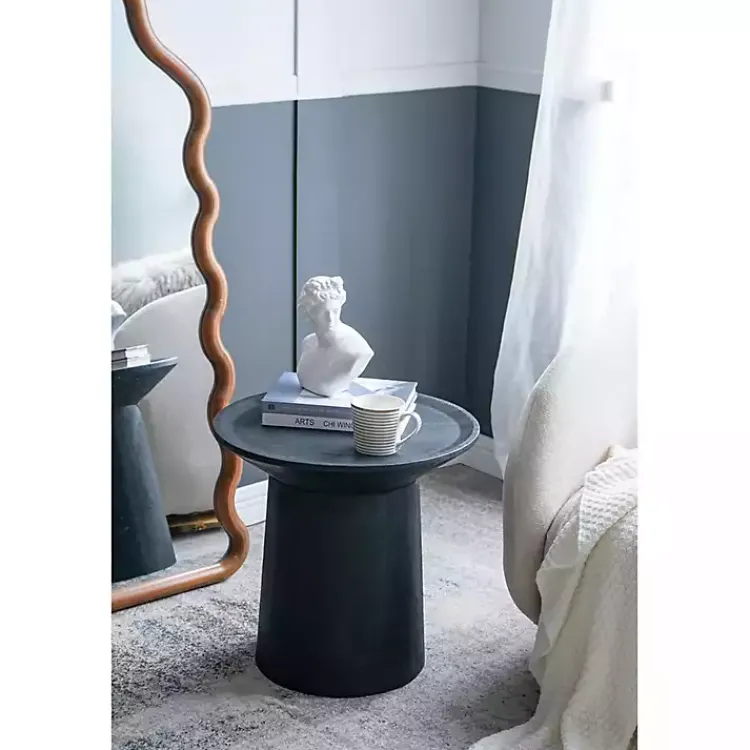 Kirklands Home Mango Wood Round Pedestal Accent Table Black Clearance