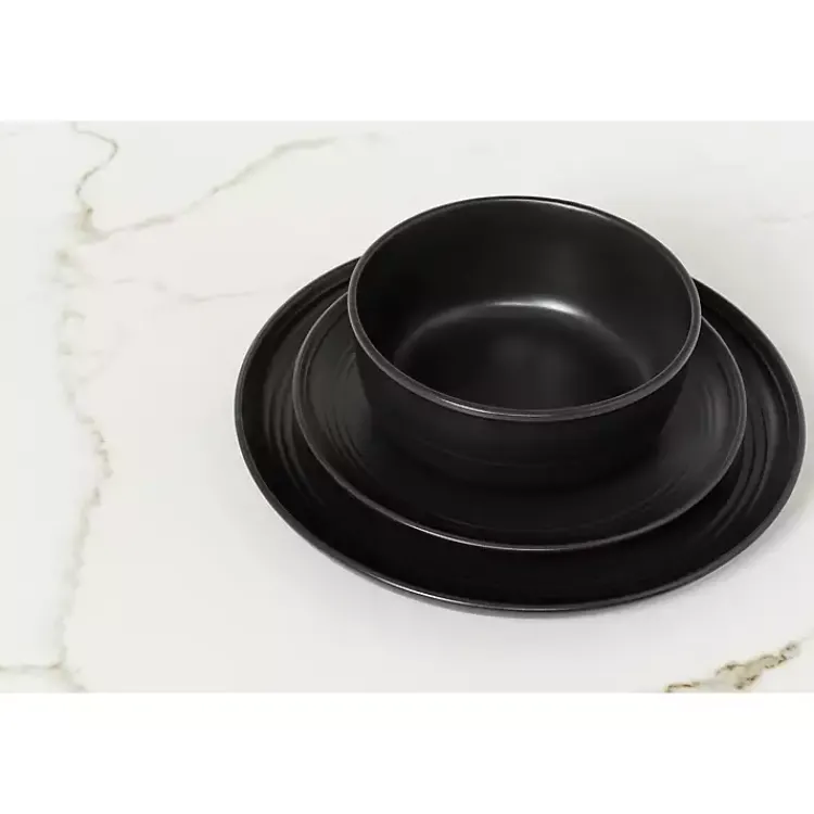 Kirklands Home Matte Double Line 16-pc. Dinnerware Set Black Best