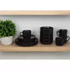 Kirklands Home Matte Double Line 16-pc. Dinnerware Set Black Best