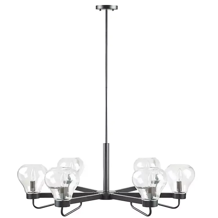 Kirklands Home Black Metal & Bowl Glass Shade 6-Light Chandelier Hot