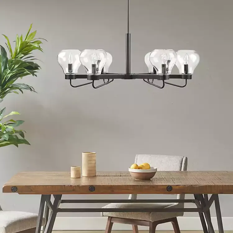 Kirklands Home Black Metal & Bowl Glass Shade 6-Light Chandelier Hot
