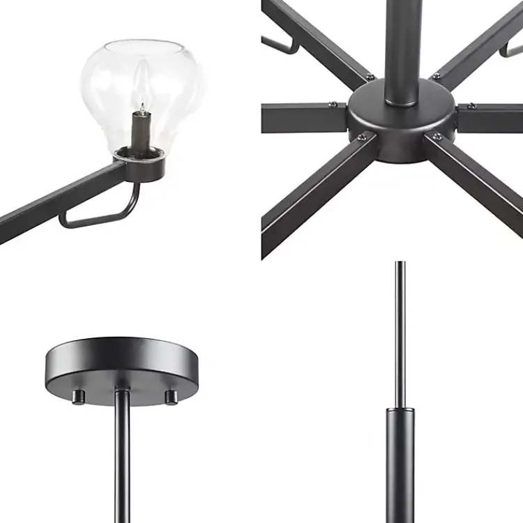 Kirklands Home Black Metal & Bowl Glass Shade 6-Light Chandelier Hot