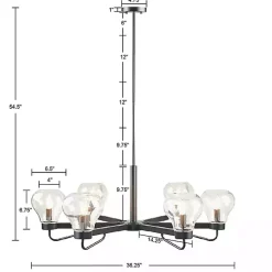 Kirklands Home Black Metal & Bowl Glass Shade 6-Light Chandelier Hot