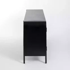 Kirklands Home Metal & Glass 4-Door Bentley Cabinet Black Discount