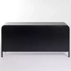 Kirklands Home Metal & Glass 4-Door Bentley Cabinet Black Discount
